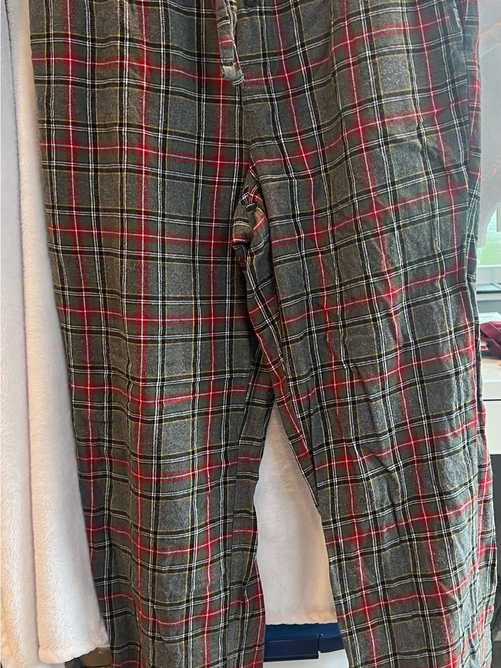 Eddie Bauer Gray Plaid Pants with Red Accent
